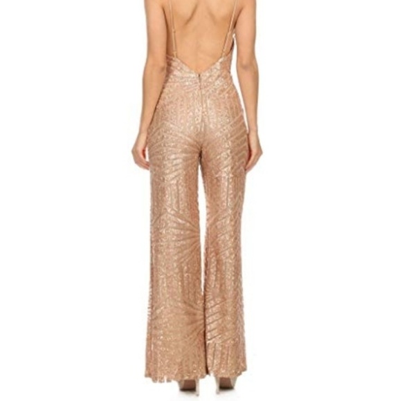 NEW Gorgeous gold sequin patterned jumpsuit - Picture 5 of 5
